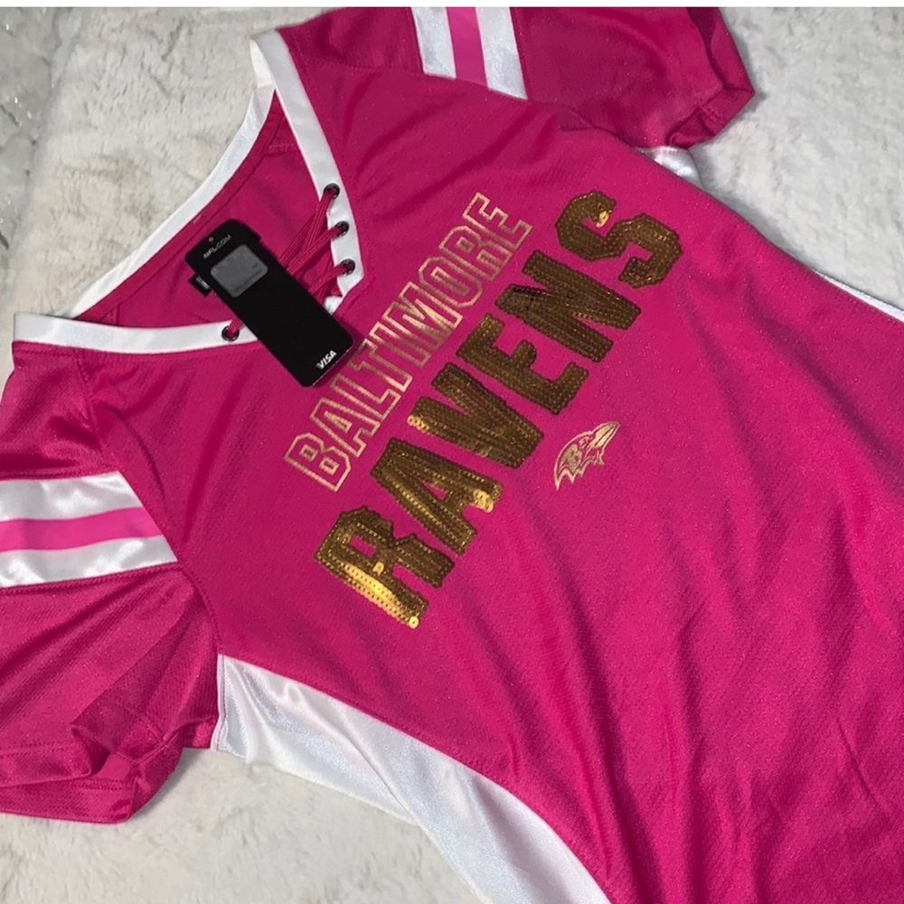 Small NFL Baltimore Ravens Bling pink jersey top